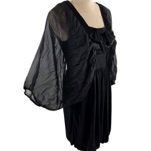 Ryu Anthropologie Silk Blend  Mini Dress‎ Black Sz Sm Fairy Grunge Goth Witchy